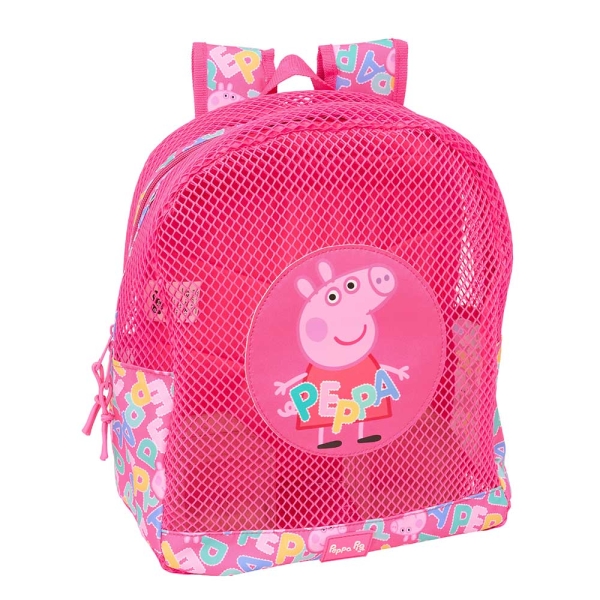 Safta Peppa Pig Mochila - Rejilla Anti-Arena - Doble Tirador - Hombreras Acolchadas - Asa Superior - 13.15L - 320x120x380mm - Color Rosa