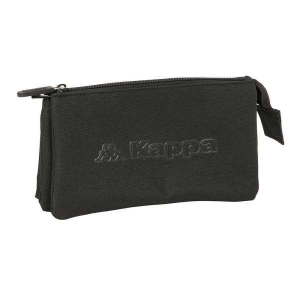 Safta Kappa Basics Portatodo - 3 Compartimentos con Cremalleras - Bolsillo Interior - 0.6L - 220x30x120mm - Color Negro