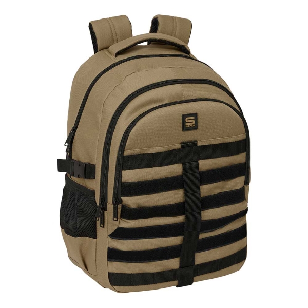 Safta Mochila para Portatil hasta 15.6" - Cremalleras Bidireccionales - Antirrobo - Cinta para Maleta - Cintas Ajustables - 23.46L - 340x150x460mm - Color Arena