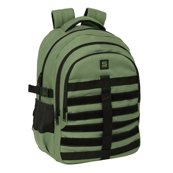 Safta Mochila para Portatil hasta 15.6" - Cremalleras Bidireccionales - Antirrobo - Hombreras Ergonomicas - Cinta para Maleta - Cintas Ajustables - 23.46L - 340x150x460mm - Color Verde