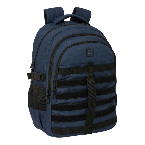 Safta Mochila para Portatil hasta 15.6" - Cremalleras Bidireccionales - Antirrobo - Cintas Ajustables - 23.46L - 340x150x460mm - Color Azul Marino