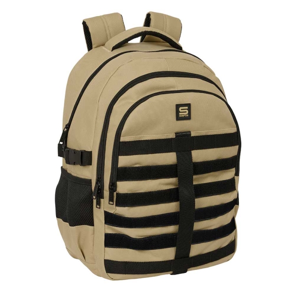Safta Camel Mochila para Portatil hasta 15.6" - Cremalleras Bidireccionales - Antirrobo - Cintas Ajustables - 23.46L - 340x150x460mm - Color Arena