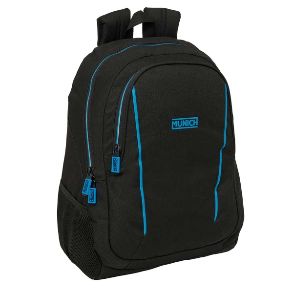 Safta Munich Road Mochila Adaptable a Carro - Portabotellas - Dos Compartimentos Grandes - Tirador Doble - Hombreras Ergonomicas - Asa de Mano Superior - 23L - 320x160x440mm - Color Negro