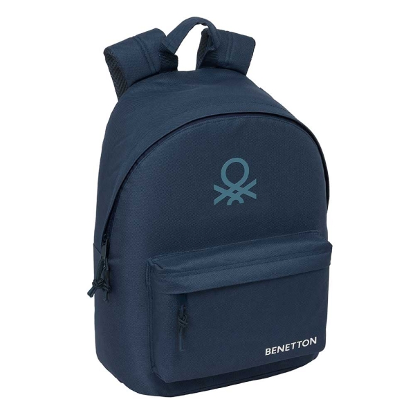 Safta Benetton Basics Antracita Mochila para Portatil hasta 14.1" - Interior Acolchado - Bolsillo para Tablet - Tirador Doble - Ergonomica - Asa Forrada - 20L - 310x160x410mm - Color Azul Marino