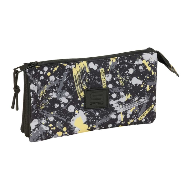 Safta Graffiti Splash Portatodo - 3 Compartimentos con Cremalleras - Bolsillo Interior - 0.60L - 220x30x120mm - Multicolor