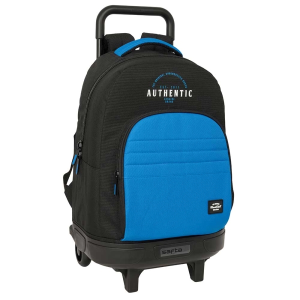 Safta Blackfit8 Underground Mochila con Carro - Extraible - Bolsillo Frontal - Portabotellas - Tirador Doble - Hombreras Acolchadas - Tarjeta ID - Bandeja PVC - 330x220x450mm - Color Negro y Azul