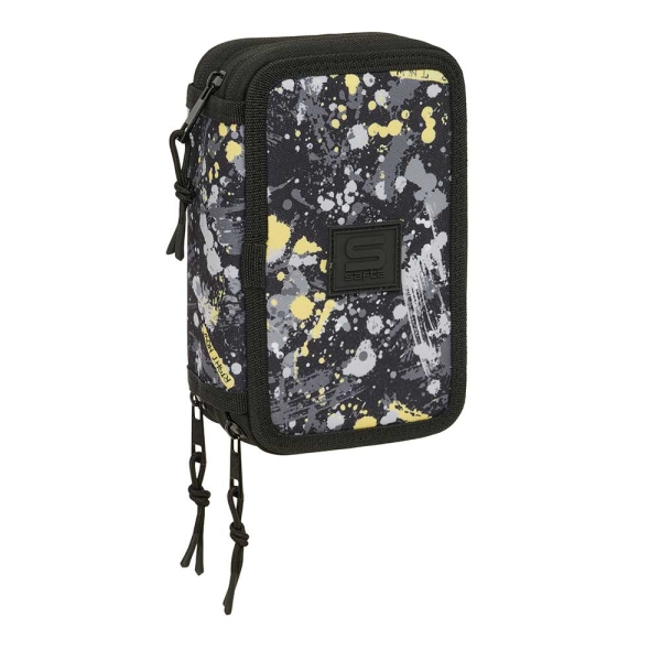 Safta Graffiti Splash Plumier de 3 Pisos - 37 Piezas - 1.3L - Goma - Lapiz - Boligrafos - Sacapuntas - Reglas - 16 Colores - 14 Rotuladores - 125x55x195mm - Multicolor
