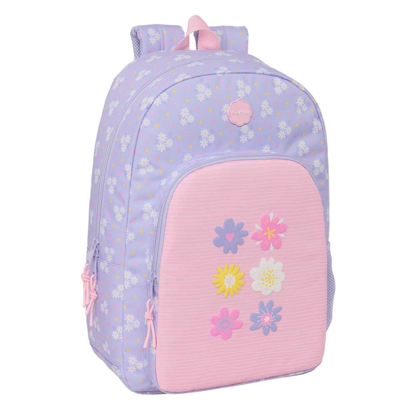 Safta Bouquet Mochila Adaptable a Carro - Tirador Doble - Bolsillo Frontal - Hombreras Acolchadas - Asa Superior - 19.3L - 300x140x460mm - Color Rosa Pastel