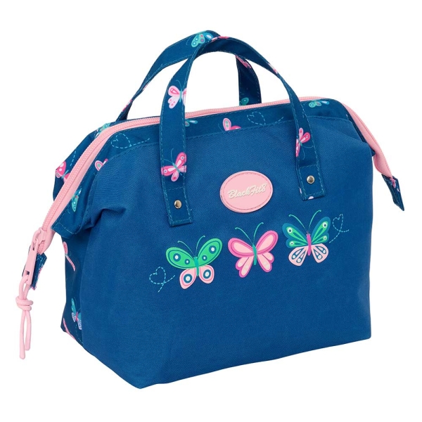 Safta Blackfit8 Mariposas Neceser de 5.8L - Cremallera - Asa Lateral - Interior Forrado - 265x125x175mm - Color Azul Marino
