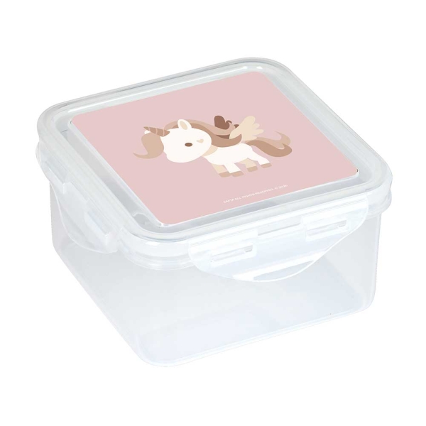 Safta Unicornio Fiambrera de 1.27L - PVC sin BPA - Cierre Hermetico a Presion - 130x130x75mm - Color Transparente