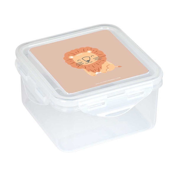 Safta Leon Fiambrera de 1.27L - PVC sin BPA - Cierre Hermetico a Presion - 130x130x75mm - Color Transparente