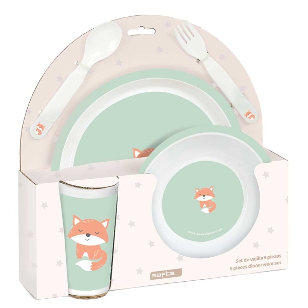 Safta Zorrito Set de Menaje Infantil - PVC sin BPA - 260x90x260mm - Color Menta