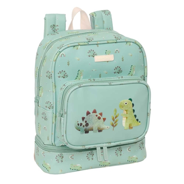 Safta Dinos Mochila Guarderia - Isotermica - Tarjeta de Identificacion - Compartimento Termo - Asa de Mano Superior - 7.25L - 220x100x270mm - Color Menta