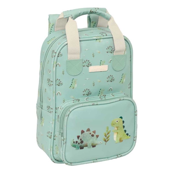 Safta Dinos Mochila Infantil - Bolsillo Frontal - Tarjeta ID - Hombreras Acolchadas - Asa Forrada - 4.5L - 200x80x280mm - Color Menta