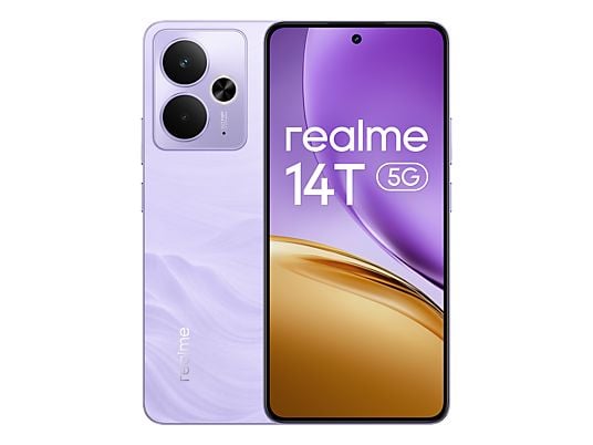Realme 14T 5G Smartphone Pantalla AMOLED 6.67" 120Hz - 8GB - 256GB - Camara Dual 50MP + 2MP OIS - Bateria 6000 mAh con Carga 45W - Android 15 - Color Purpura