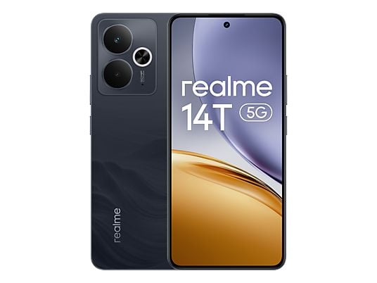 Realme 14T 5G Smartphone Pantalla AMOLED 6.67" 120Hz - 8GB - 256GB - Camara Dual 50MP + 2MP OIS - Bateria 6000 mAh con Carga 45W - Android 15 - Color Negro