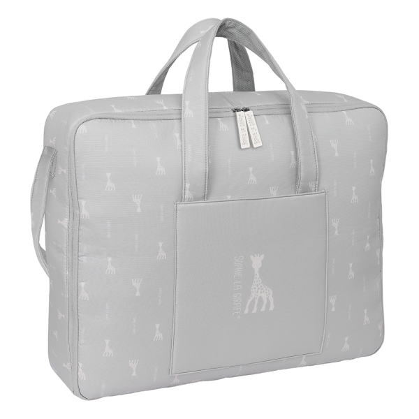 Safta Sophie la Girafe Mum Maleta de Bebe de 28L - Cremallera Doble - Bolsillos Internos - Forrada y Acolchada - Bandolera Ajustable - Asas Superiores - 500x140x400mm - Color Gris Claro