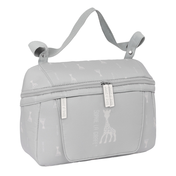 Safta Sophie la Girafe Mum Bolso de 7.82L - Adaptable al Carrito - Cremallera - Bolsillo para Toallitas - Interior Forrado - Bolsillo Trasero - Bolsillo Frontal - 340x100x230mm - Color Gris Claro