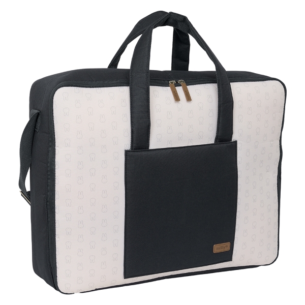 Safta Miffy Mum Moon Maleta de Bebe de 28L - Cremallera Doble - Bolsillo Frontal - Bolsillos Internos - Interior Acolchado - Bandolera Ajustable - Asas de Mano - 500x140x400mm - Color Blanco y Negro