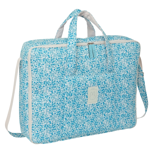 Safta Miffy Mum Garden Maleta de Bebe de 28L - Cremallera Doble - Bolsillo Frontal - Bolsillos Internos - Bandolera Ajustable - Asas Superiores para Transporte - 500x140x400mm - Color Azul Claro