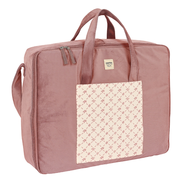 Safta Marsala Maleta de Bebe de 28L - Cremallera Doble - Interior Acolchado - Multiples Bolsillos - Bandolera Ajustable - Asas de Mano - 500x140x400mm - Color Rosa