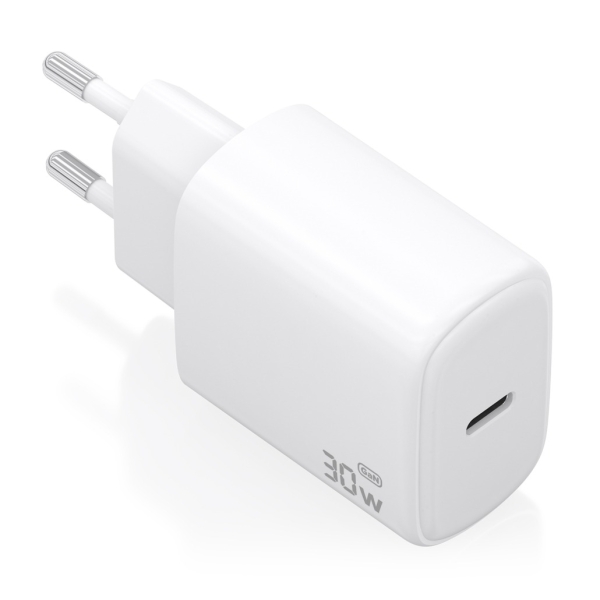 Aisens Cargador GaN 30W - 1xUSB-C PD3.0 - Tecnologia AI - Color Blanco