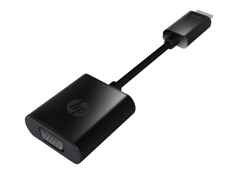 HP Adaptador HDMI a VGA - Soporta Resoluciones 720p y 1080p - Conector HDMI Macho a VGA Hembra - Diseño Compacto y Portátil - Compatible con Ultrabook y Portátiles HP - Color Negro
