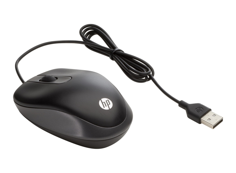 HP Travel Mouse Raton USB - 1000 DPI - Diseño Ultraligero y Supercompacto para Viaje - 2 Botones + Rueda de Desplazamiento - Ambidiestro - Color Negro