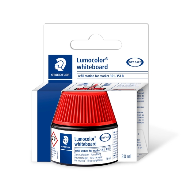 Staedtler Bote de Tinta para Recarga Rotulador Lumocolor 351 - Capacidad 30ml - Color Rojo