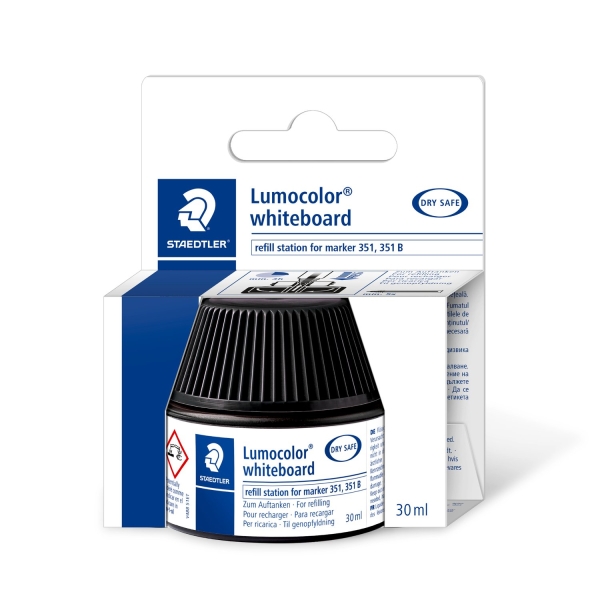 Staedtler Bote de Tinta para Recarga Rotulador Lumocolor 351 - Capacidad 30ml - Color Negro