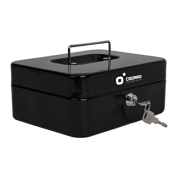 Cromad CR1224 Caja de Caudales Metalica - Cerradura de Llave - 3 Compartimentos - Asa de Transporte - 90x200x160mm