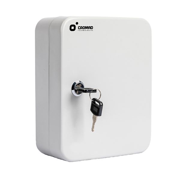 Cromad CR1227 Armario de Seguridad Para Llaves - Cerradura de Llave - 20 Ganchos Metalicos - Instalacion Mural Sencilla - Color Blanco