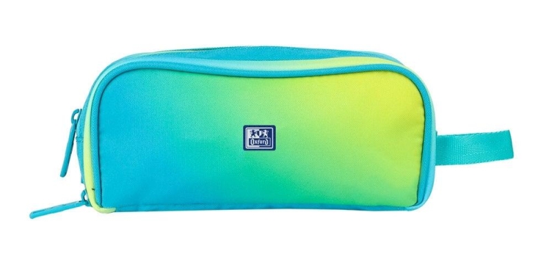 Oxford Gradient Estuche Portatodo - 3 Cremalleras - Asa Lateral - Fabricado en Material Reciclado - Color Electric Lime