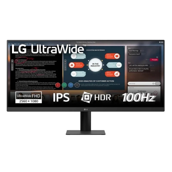 LG Ultrawide Monitor 29" LCD IPS WFHD 100Hz HDR FreeSync - 21:9 - HDMI, Displayport - VESA 100x100 - Color Negro