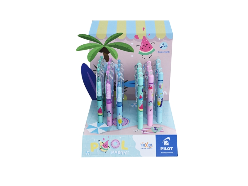 Pilot Pool Party Expositor de 12 Boligrafos Frixion Ball + 12 Boligrafos Frixion Ball Clicker - Borrables - Recargables - Colores Surtidos