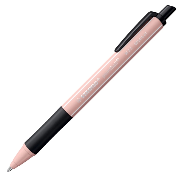 Stabilo Pointball Naturecolors Wildflower Boligrafo Retractil - Trazo 0.5mm - Hecho con 87% Bioplastico - Grip Antideslizante - Recargable - Tinta Azul - Color del Cuerpo Colorete