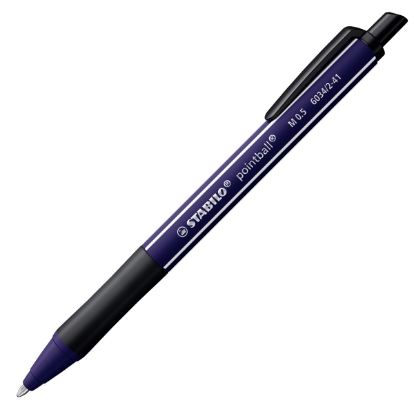 Stabilo Pointball Naturecolors Wildflower Boligrafo Retractil - Trazo 0.5mm - Hecho con 87% Bioplastico - Grip Antideslizante - Recargable - Tinta Azul - Color del Cuerpo Ultra Marino