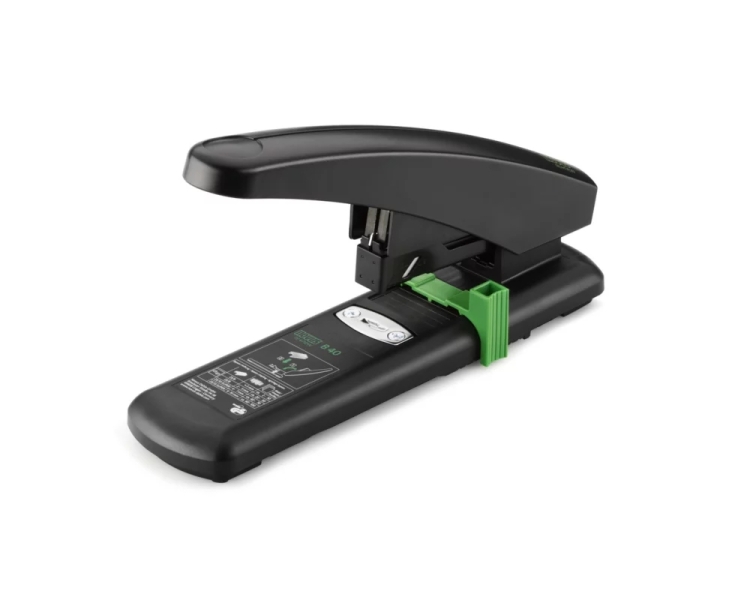Novus B40 re+new Grapadora de Gruesos - Fabricada con 97% de Plastico Reciclado - Hasta 100 Hojas - Grapado Bypass - Color Negro