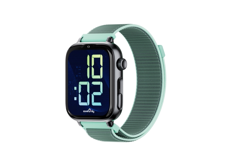 Savefamily Reloj Inteligente Infantil SaveWatch Plus 2 - Pantalla Amoled - Carcasa Negra - Correa Tela Ocean