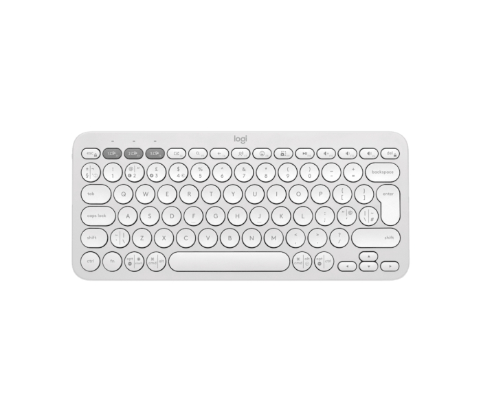 Logitech Pebble Keys 2 K380s Teclado Inalambrico - Bluetooth + RF Logi Bolt - Teclas Silenciosas de Perfil Bajo - Easy‑Switch para 3 Dispositivos - Formato Mini QWERTY - Bateria hasta 36 Meses - Color Blanco