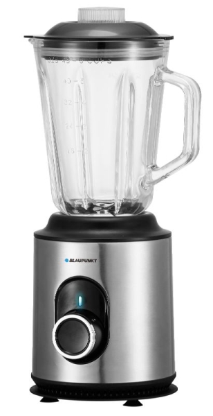 Blaupunkt BP4002 Batidora de Vaso 1000W con Jarra de Cristal 1.5L - 2 Velocidades + Turbo - Cuchillas de Acero Inoxidable - Funcion Pulse - Pies Antideslizantes - Apta para Lavavajillas - Color Negro