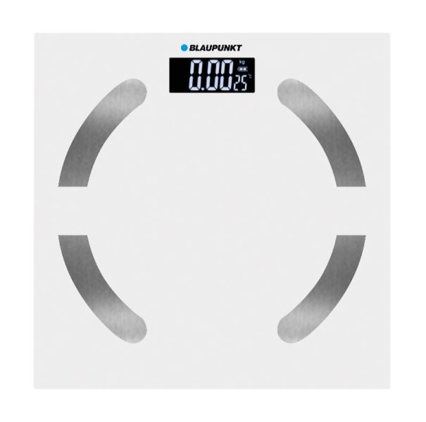 Blaupunkt BP5009 Bascula de Bano Digital Extraplana - 180kg con Vidrio Templado - Sensores de Alta Precision - Pantalla LCD con Indicador de Temperatura Ambiente - Activacion Automatica - Color Blanco