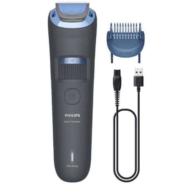Philips BT3617/15 Recortadora de Barba Series 3000 - Cuchillas Autoafilables con Puntas Redondeadas - 20 Posiciones 0.5‑10mm con Dial de Precision - Tecnologia Lift & Trim para Recorte Uniforme  - 60min de Uso Inalambrico