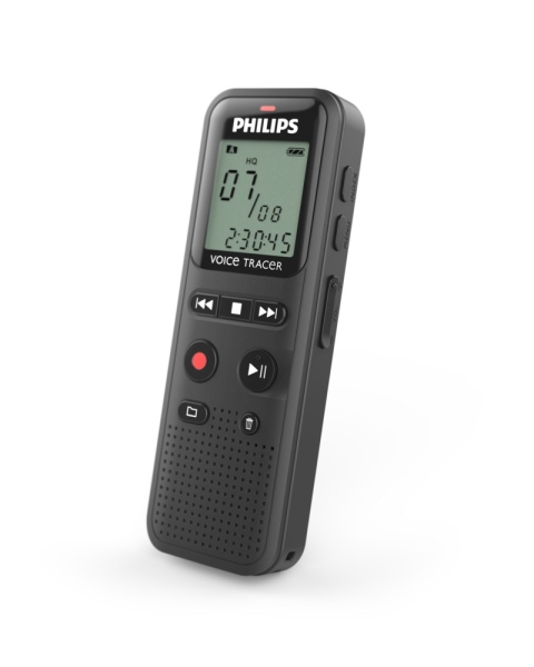 Philips VoiceTracer DVT1160 Grabadora de Voz Digital - 8GB - Grabacion Activada por Voz - Tiempo y Fecha Integrados - Pantalla LCD 1.29” - Conexion USB Plug & Play - Autonomia hasta 44h con 2 Pilas AAA