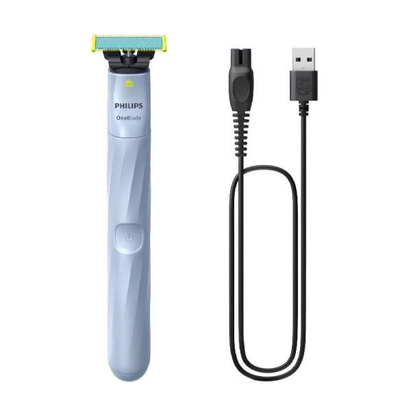 Philips OneBlade 1st Shave QP1324/20 Afeitadora Hibrida Facial - Tecnologia OneBlade con Cuchilla Antifriccion y Puntas Redondeadas - Uso en Seco y Mojado 100% Impermeable