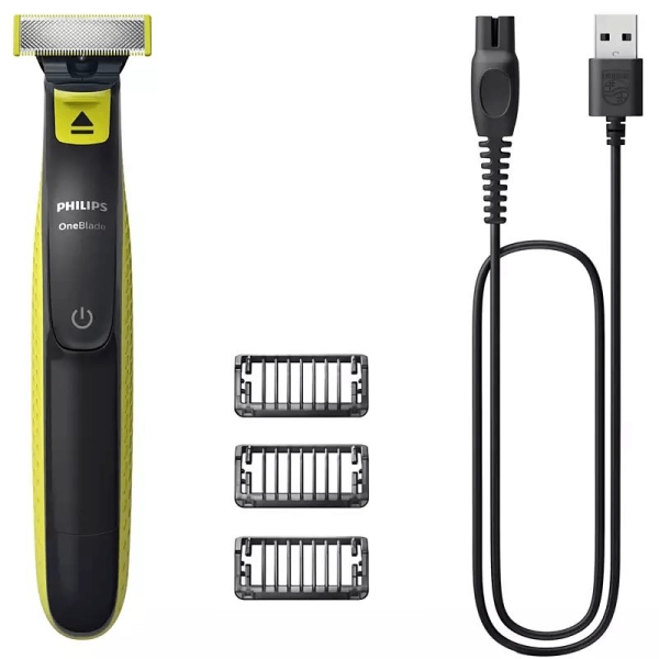 Philips OneBlade 360 QP2724 Recortadora Facial Inalambrica - Cuchilla 360 Flexible para Seguir los Contornos - Peine Guia Ajustable 5 en 1 - Tecnologia OneBlade 12000 Mov/min - Uso en Seco y Mojado - Autonomia 45min