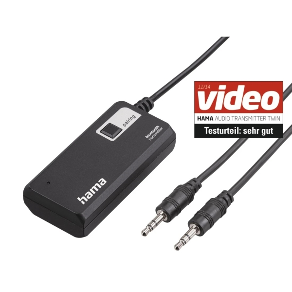 Hama Twin Adaptador de Audio Bluetooth - Jack 3.5mm Hembra - Rango de 10m - Color Negro