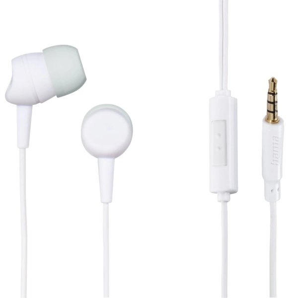 Hama Kooky Auriculares con Microfono - Cable 1.2m - Jack 3.5mm - Color Blanco