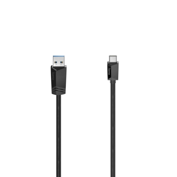 Hama Essential Cable USB - USB-A Macho - USB-C Macho - Longitud 1m - Velocidad hasta 10Gbps - Blindaje Doble - Color Negro