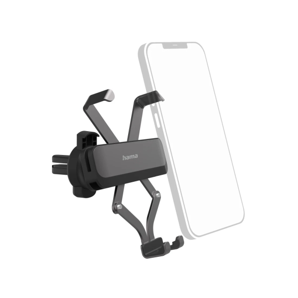Hama Gravity Pro Soporte de Coche para Smartphone - Pinza para Rejilla - Ancho Dispositivo de 5 a 9cm - Universal - Aluminio - Color Negro